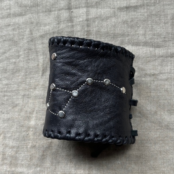 Black Leather Cuff Bracelet with Moon and constellation design. New with tags - Picture 4 of 5